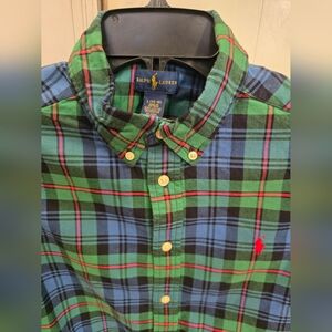 Ralph Lauren Boys Green Plaid Shirt